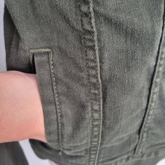 Vintage Y2K L.L.Bean Olive Green Denim Utility Jacket Women’s Size Medium - Picture 7 of 13